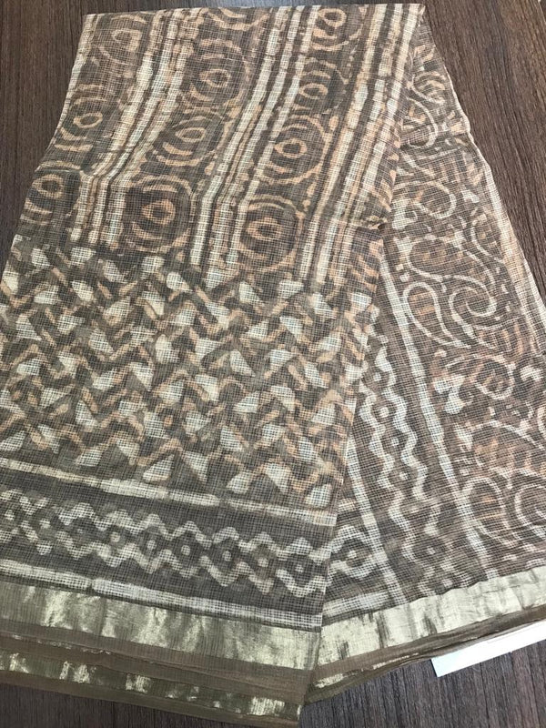 Pure Kota Doriya Hand Block Print saree with Blouse