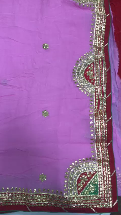 Gota Patti Tamatri Red Pure Platinum Chiffon Saree – YUVTI by Bhupendra  Singh