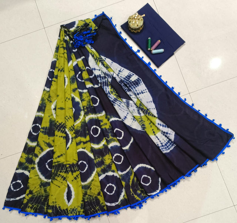 Pure Hand Block Cotton Sarees With Blouse