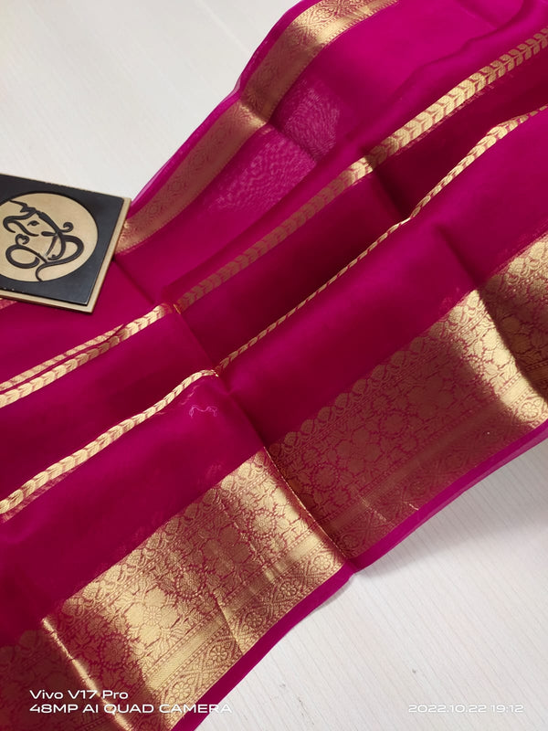 Semi Kora Organza Zari Stripe Silk Saree With Blouse