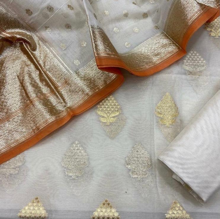 Exclusive Banarasi Chanderi Silk Unstitched Suit