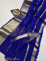 Semi Kora Organza Zari Stripe Silk Saree With Blouse