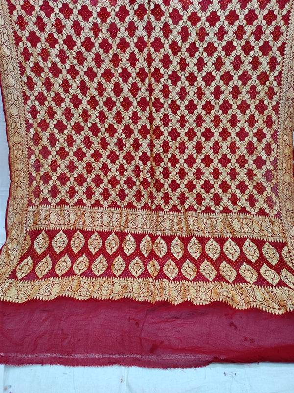 Pure Banarasi Handloom Khaddi Georgette Bandhani Dupatta