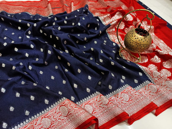 Banarasi Handloom Weaved Khaddi Georgette Saree with Zari Work