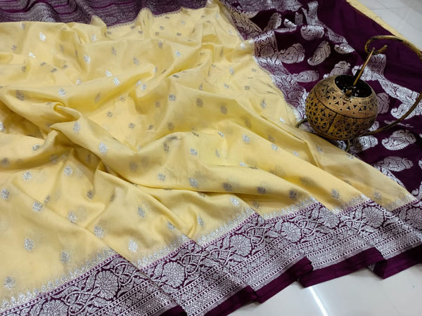 Banarasi Handloom Weaved Khaddi Georgette Saree with Zari Work