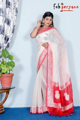 Pure Khaddi Chiffon Georgette Saree with Silver Zari Weaving blouse  ( length- 6.3 meter )