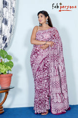 Pure Chiffon Georgette All Over Chikankari Saree With Heavy Hand Work Embroidery