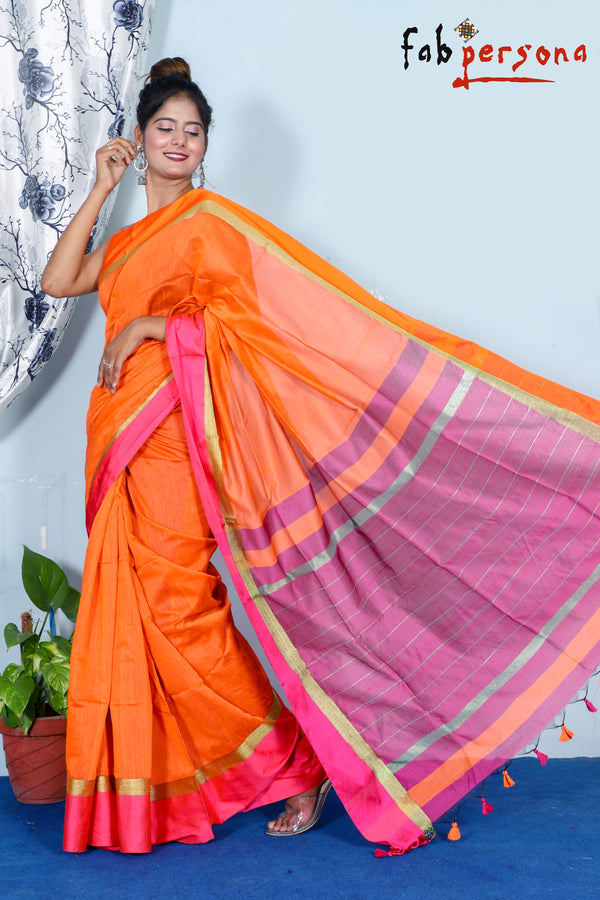 Silk Cotton Handloom Silver Maheswari Design Saree With Jacquard Border  ( length- 6.3 meter )