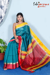 Silk Cotton Handloom Silver Maheswari Design Saree With Jacquard Border  ( length- 6.3 meter )