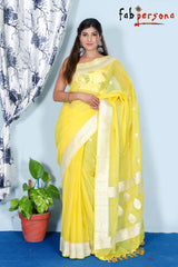 Pure Hand loom  Khaddi Chiffon Georgette Saree with Silver Zari Weaving blouse  ( length- 6.3 meter )