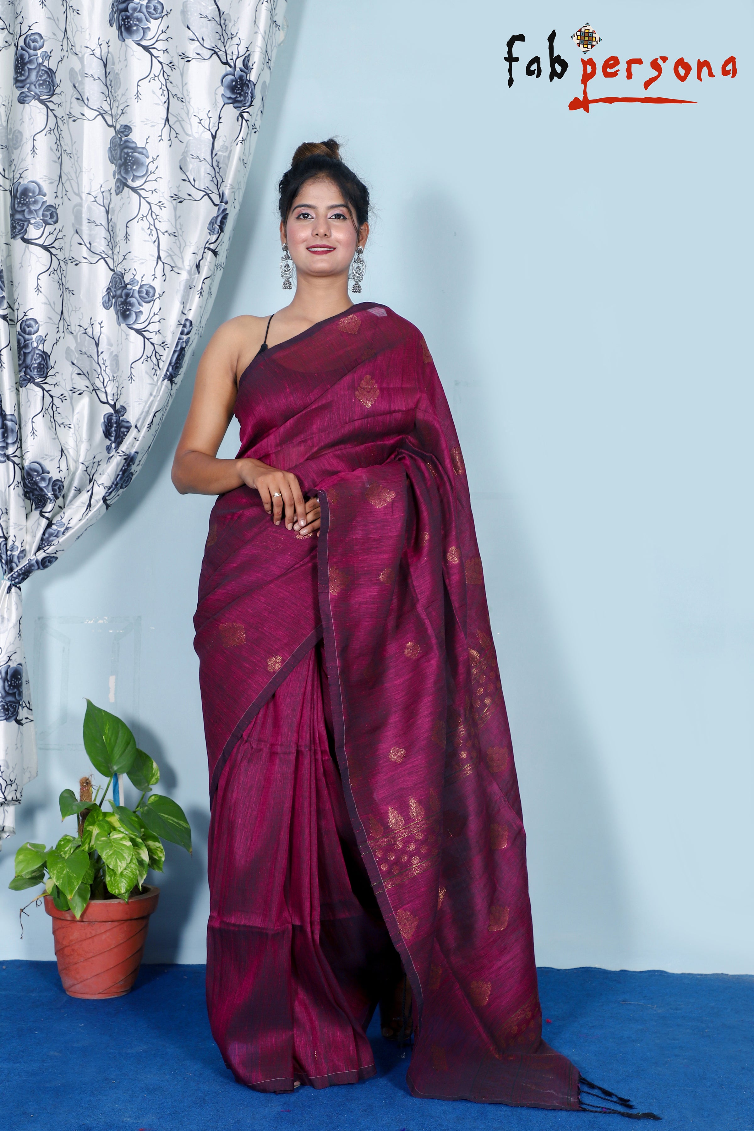 Handwoven Pink color Silk cotton Saree with Brown contrast border - Th –  Sunantha Organic Farms