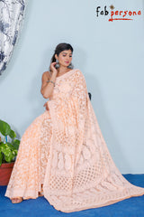 Chiffon Georgette All Over Jaal Chikankari Saree With Heavy Hand Work Embroidery