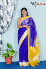 Pure Hand loom  Khaddi Georgette Saree with Silver Zari Weaving blouse  ( length- 6.3 meter )