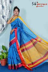 Silk Cotton Handloom Silver Maheswari Design Saree With Jacquard Border  ( length- 6.3 meter )