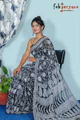 Chiffon Georgette All Over Jaal Chikankari Saree With Heavy Hand Work Embroidery