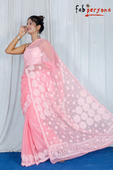 Pure Chiffon Georgette Chikankari Embroidery Saree with Blouse.