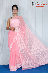 Pure Chiffon Georgette Chikankari Embroidery Saree with Blouse.