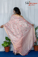 Kota Linen Silk Saree with Zari Dovi Weaving ( length-6.5 meter)