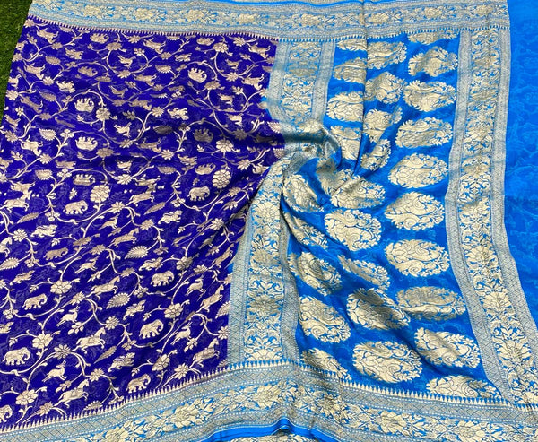 Khaddi Banarasi Silk Saree With Running Blouse ( length- 6.3 meter )