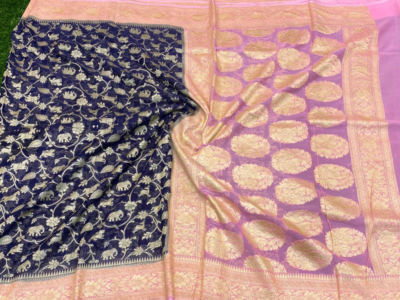 Khaddi Banarasi Silk Saree With Running Blouse ( length- 6.3 meter )