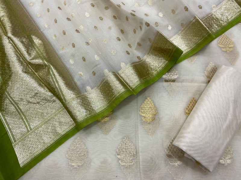 Exclusive Banarasi Chanderi Silk Unstitched Suit With Chanderi Dupatta.