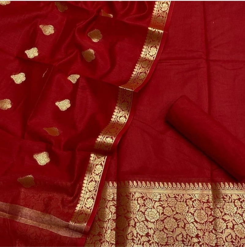 Pure Resham Chanderi  Banarasi  Silk Unstitched Suit