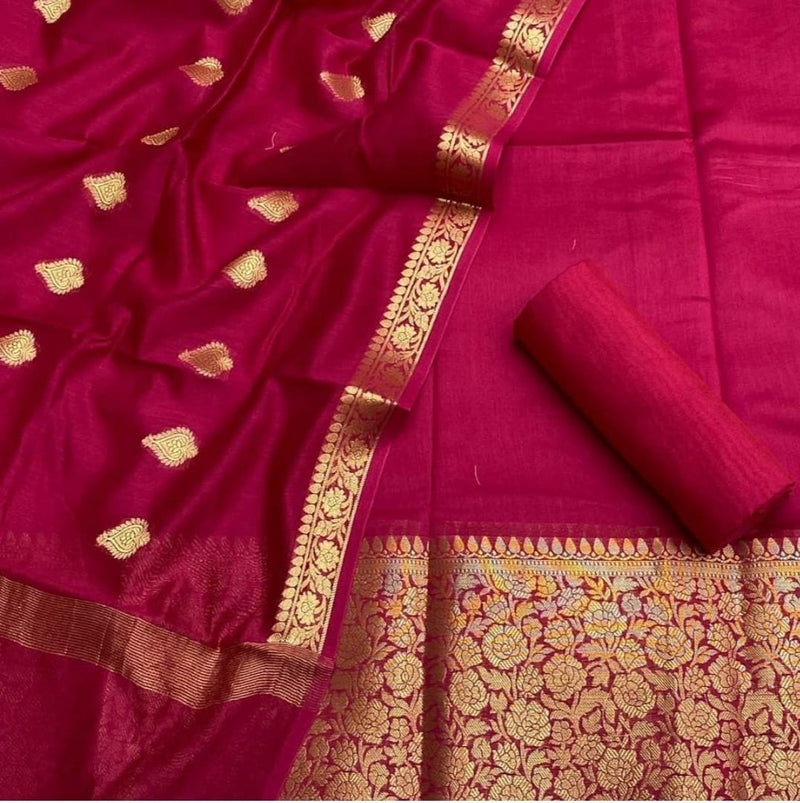 Pure Resham Chanderi  Banarasi  Silk Unstitched Suit