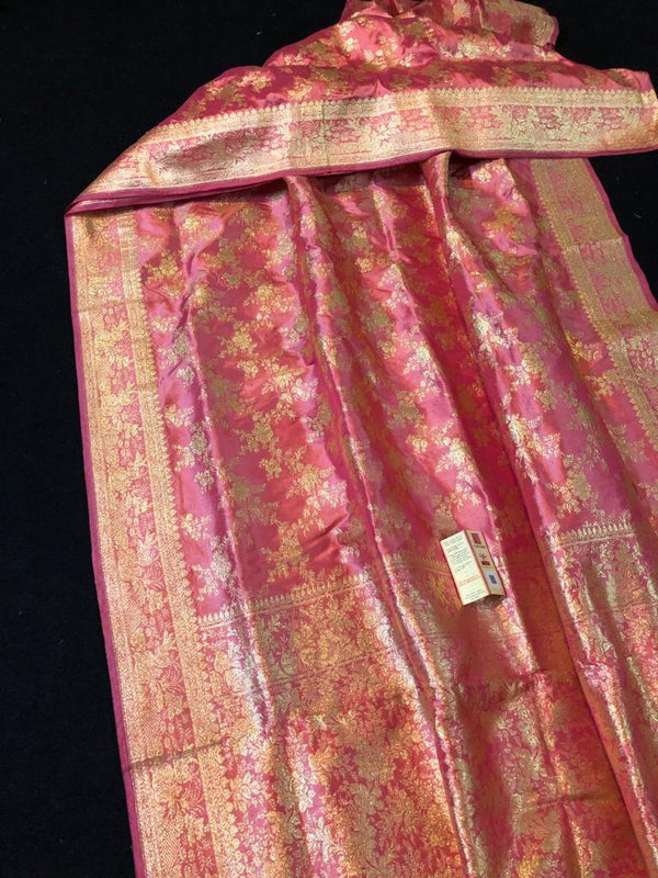 Pure Hand Weaving Traditional Jangla Work Saree In Pure katan silk .