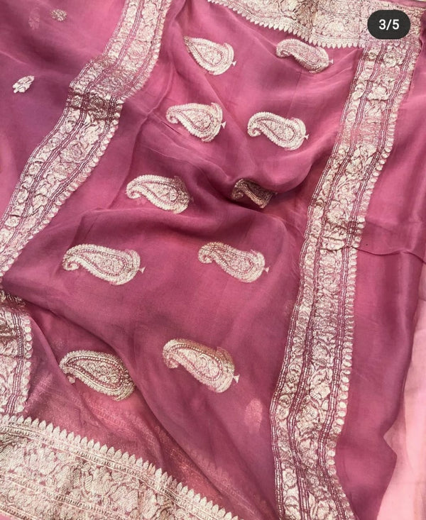 Pure Khaddi Chiffon Georgette Saree (6.2 meter)