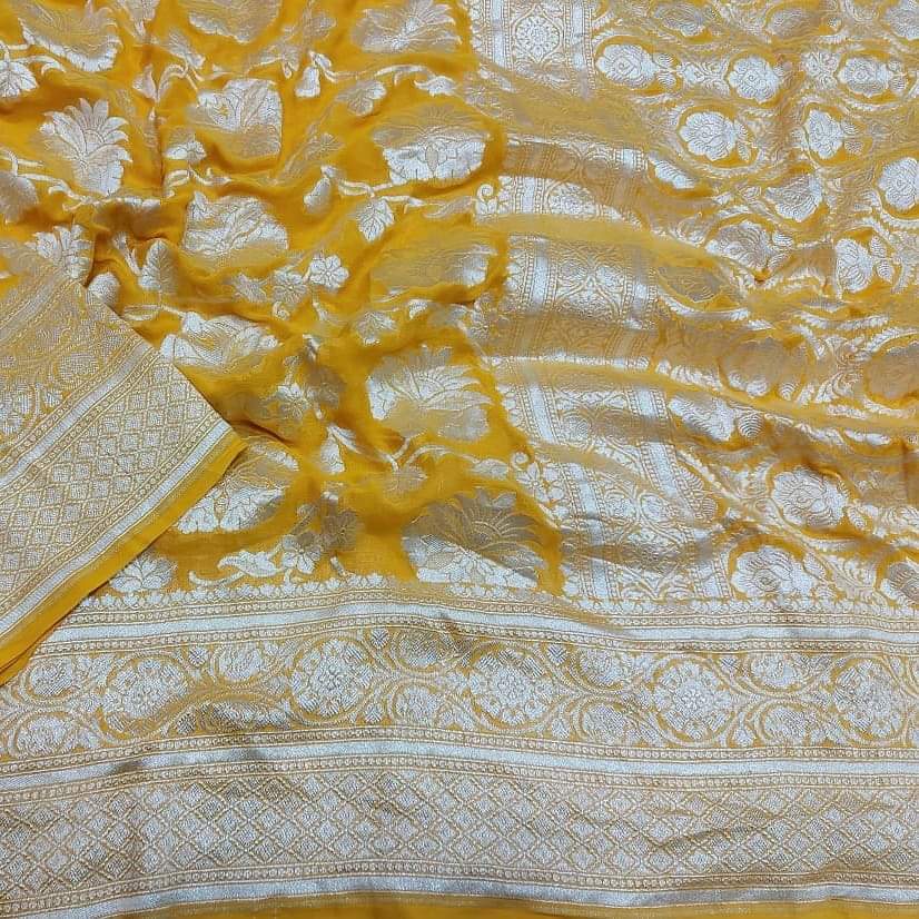 Banarasi Pure Khaddi Georgette Saree, Feature : Anti-Wrinkle,  Shrink-Resistant, Pattern : Printed at Rs 8,000 / Piece in Varanasi