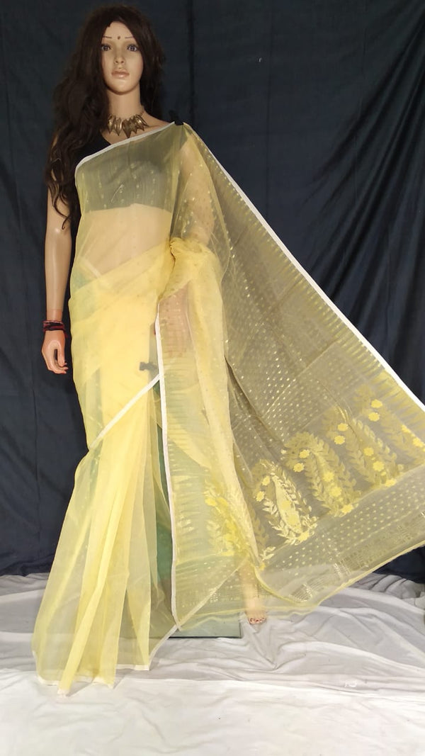 Pure Cotton Silk Jori Jamdani saree With weaving work. ( length- 6.3 meter )