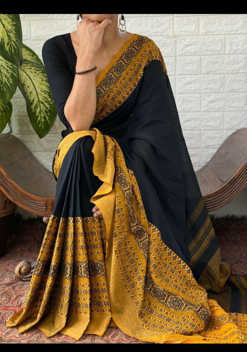 Pure Khaddi Cotton Silk saree . ( length- 6.3 meter )