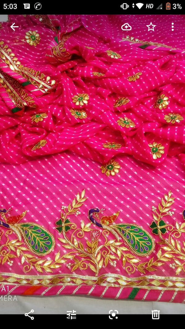 Traditional Gota Patti Leheriya Saree