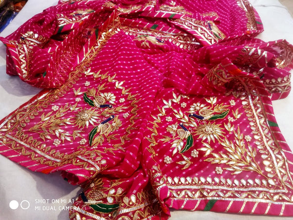 Traditional Gota Patti Leheriya Saree