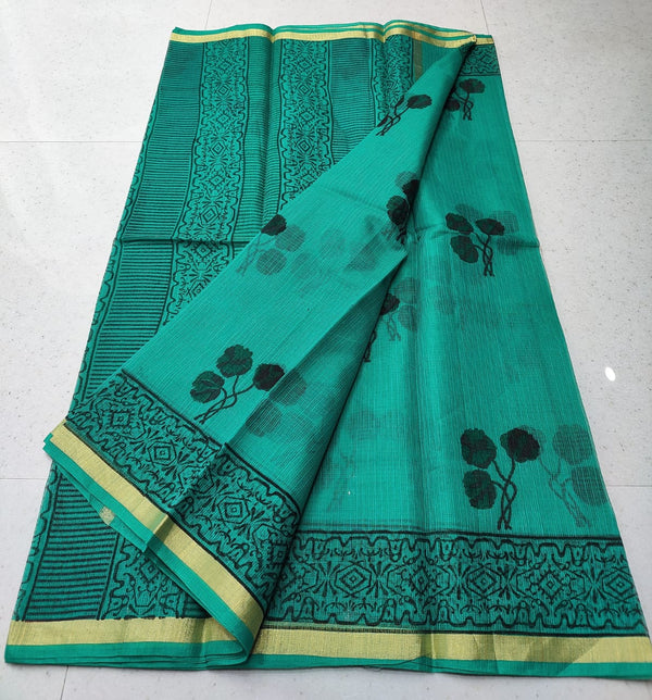 Kota Doriya cotton Hand Block Saree With Blouse