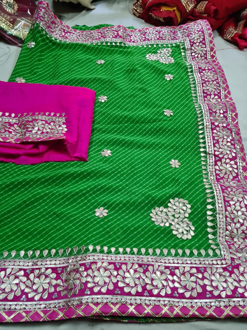 Amazing Green Color Silk Leheriya Saree – vastracloth