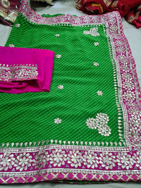 Traditional Gota Patti Leheriya Saree