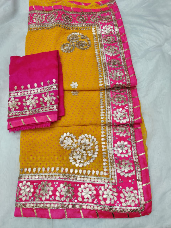 Traditional Gota Patti Leheriya Saree