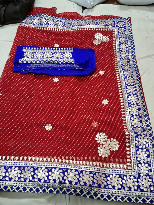 Traditional Gota Patti Leheriya Saree