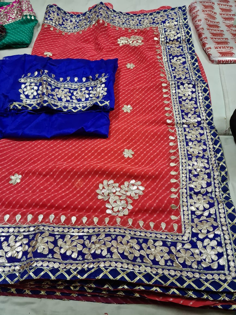 Traditional Gota Patti Leheriya Saree