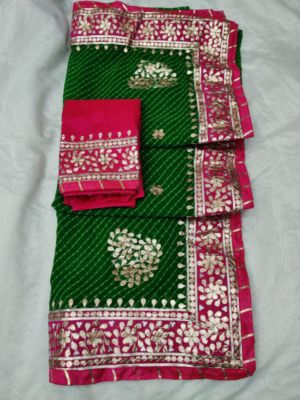 Traditional Gota Patti Leheriya Saree