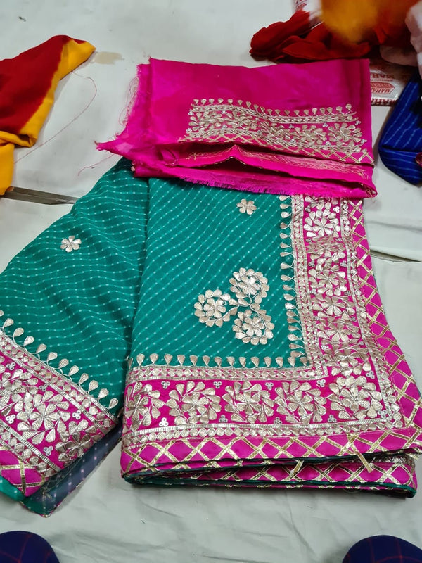 Traditional Gota Patti Leheriya Saree