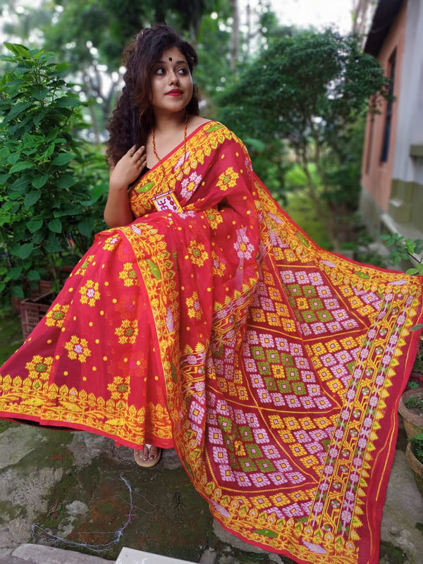 Bengals Handloom Cotton Silk Jamdani Saree .With Blouse