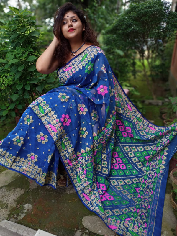 Bengals Handloom Cotton Silk Jamdani Saree .With Blouse