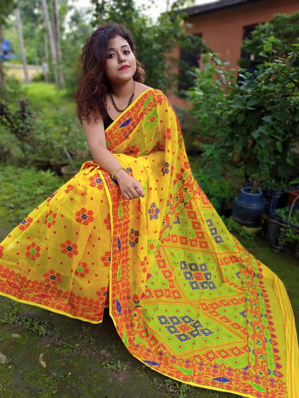 Bengals Handloom Cotton Silk Jamdani Saree .With Blouse