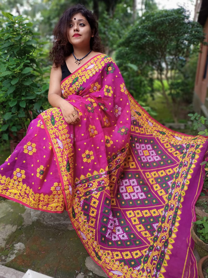 Bengals Handloom Cotton Silk Jamdani Saree .With Blouse