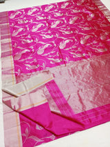 Pure Pattu Silk All Over Silver Zari Mina jaal Work saree .With Silver Zari Tissue Pallu