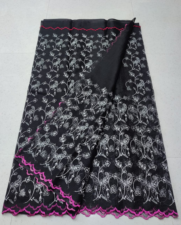 Pure Kota Doriya cotton Cut Work Chickankari Embroidery Saree With Runing Blouse