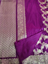 Magenta Color Pure Katan By Katan Kadhwa Weaved Silk Saree With Meenakari Work