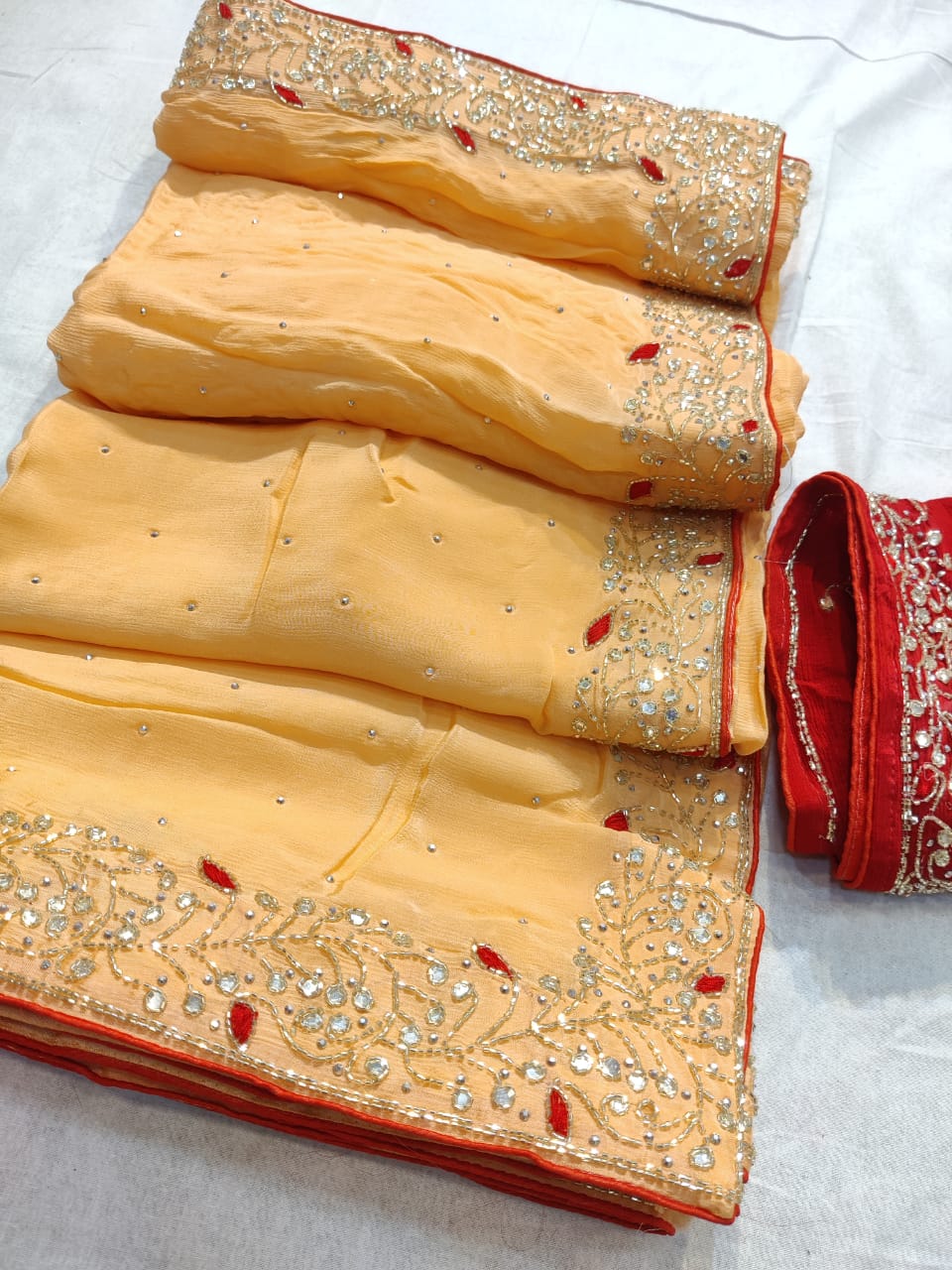 Kashvi Aranya Wholesale Pure Chiffon With Gota Patti Sarees - textiledeal.in